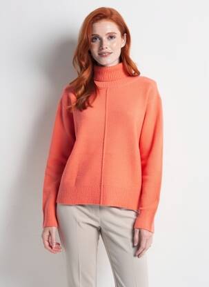 Pull col roulé manches longues manches longues orange RINO & PELLE femme
