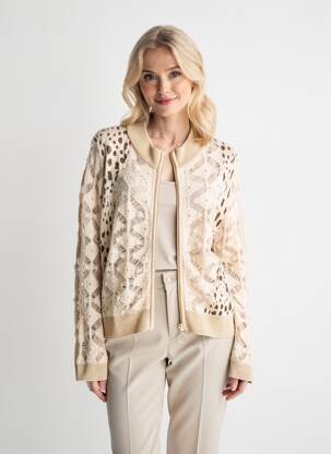 Gilet manches longues resserrée sur le bas beige ELISA CAVALETTI femme