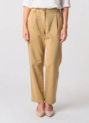 Pantalon droit fermeture zippée sous rabat boutonné beige GARCIA femme