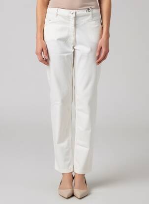 Pantalon droit fermeture zippée sous rabat boutonné blanc BETTY BARCLAY femme