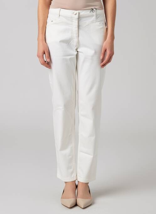 Pantalon droit fermeture zippée sous rabat boutonné blanc BETTY BARCLAY femme