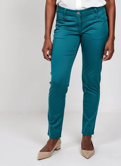 Pantalon droit fermeture zippée sous rabat boutonné bleu BETTY BARCLAY femme