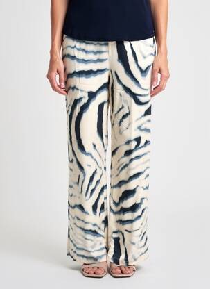 Pantalon droit tissage popeline taille normale bleu SIGNE NATURE femme