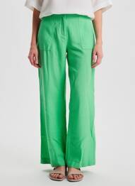 Pantalon droit tissage crêpe taille normale vert SIGNE NATURE femme