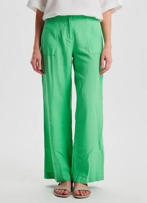 Pantalon droit taille à pinces taille normale vert SIGNE NATURE femme