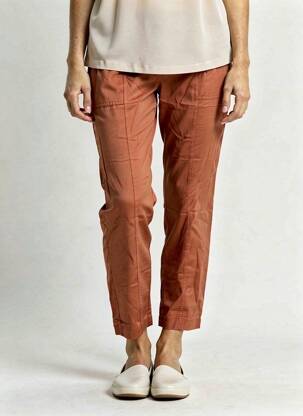 Pantalon slim taille haute taille haute orange LA FEE MARABOUTEE femme
