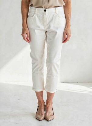Pantalon 7/8 tissage popeline taille normale beige BETTY BARCLAY femme