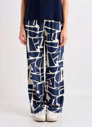 Pantalon large tissage popeline taille normale bleu B.YOUNG femme