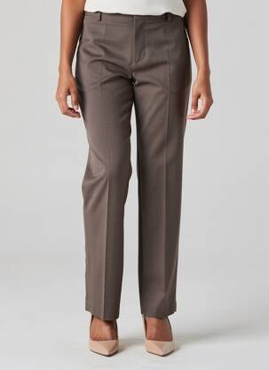 Pantalon droit fermeture zippée sous rabat boutonné taille normale gris BRANDTEX femme