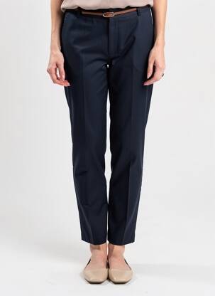 Pantalon chino fermeture zippée sous rabat boutonné taille normale bleu B.YOUNG femme