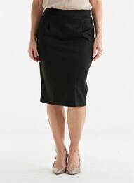 Jupe mi-longue taille normale noir SIGNATURE femme