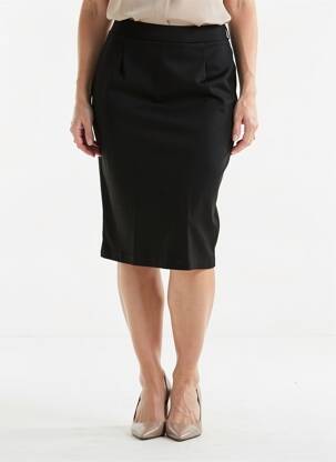 Jupe mi-longue taille normale noir SIGNATURE femme