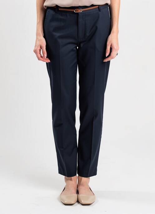 Pantalon chino fermeture zippée sous rabat boutonné taille normale bleu B.YOUNG femme