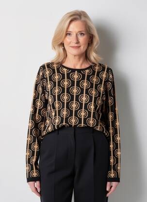 Pull col rond manches longues beige SIGNATURE femme
