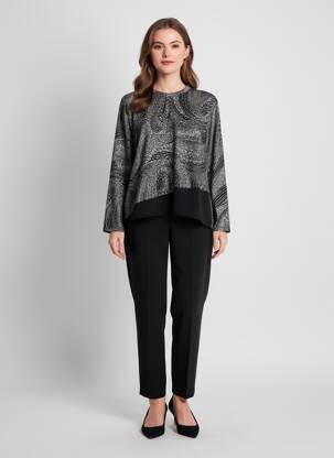 Pull col rond manches longues noir NYMPHA femme