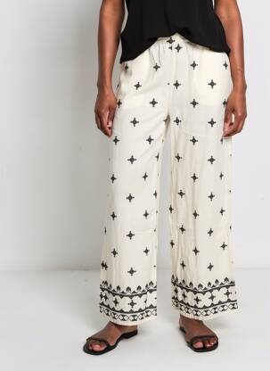 Pantalon large taille normale taille normale beige B.YOUNG femme