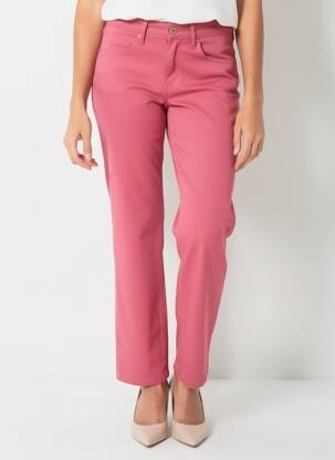 Pantalon slim tissage popeline taille normale rose LCDN femme