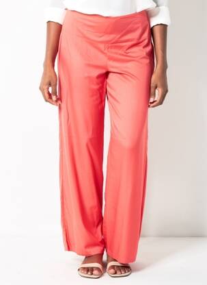 Pantalon droit tissage popeline taille normale rouge LA FIANCEE DU MEKONG femme