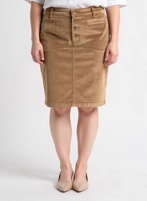 Jupe mi-longue stretch marron ONADO femme