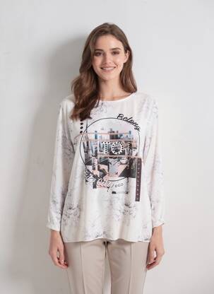 Top coupe fluide manches longues blanc EGO femme