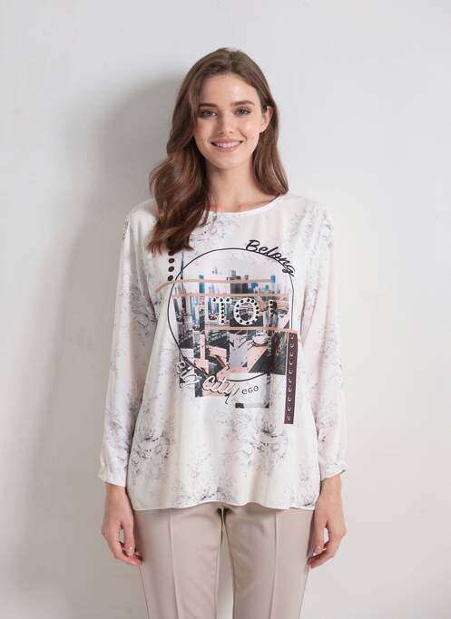 Top coupe fluide manches longues blanc EGO femme