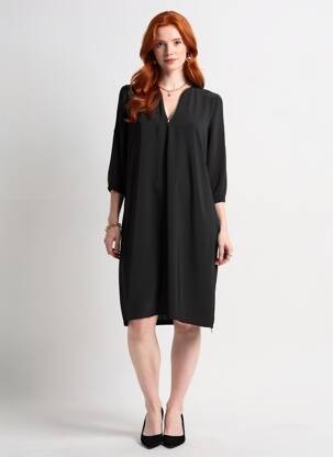 Robe courte manches 3/4 manches 3/4 noir HALOGENE femme