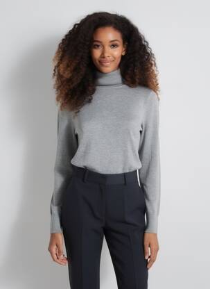Pull col roulé tissage chiné manches longues gris KAFFE femme