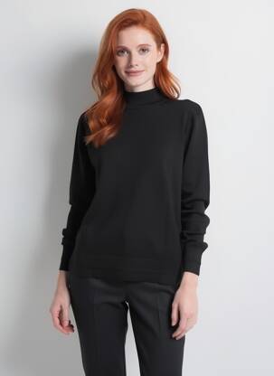 Pull stretch manches longues noir JENSEN femme