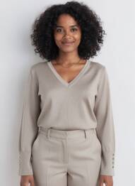 Pull tissage chiné manches longues marron KAFFE femme