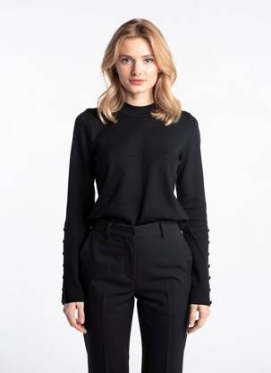 Pull stretch manches longues noir KAFFE femme