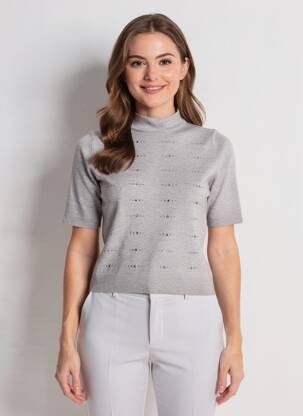 Pull tissage chiné manches courtes gris BETTY BARCLAY femme