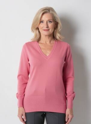 Pull col v manches longues rose MARBLE femme