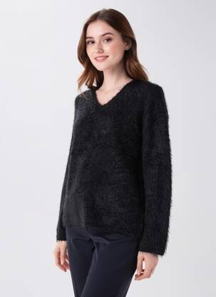Pull col v manches longues noir MARBLE femme