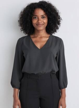 Blouse manches longues manches longues noir KAFFE femme
