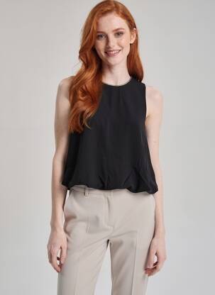 Top tissage crêpe sans manche noir KAFFE femme