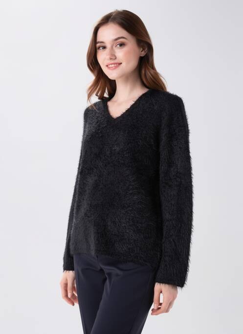 Pull col v manches longues noir MARBLE femme