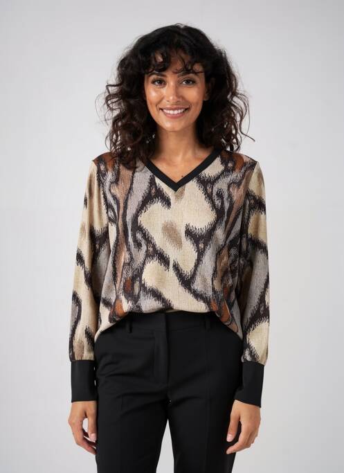 Sweat-shirt stretch manches longues beige EGO femme