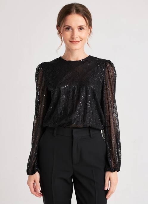 Top coupe cintrée manches longues noir KAFFE femme