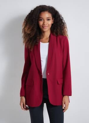 Blazer col châle rouge K femme