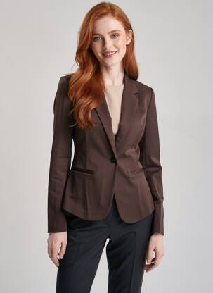 Blazer finition intérieure biaisée marron ICHI femme