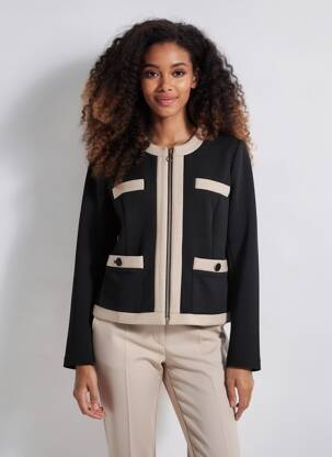 Veste chic col rond noir BETTY BARCLAY femme