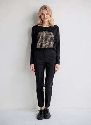 Top imprimé fantaisie manches longues noir LM LULU femme