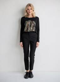 Top imprimé fantaisie manches longues noir LM LULU femme