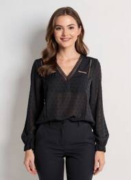 Blouse manches longues manches longues noir M & G MONOGRAM femme