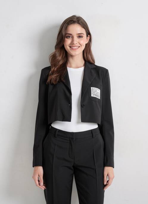 Veste casual col tailleur noir AÏKHA femme