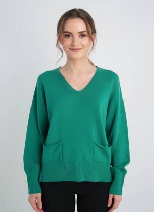 Pull coupe droite manches longues vert L'ATELIER D'ANNA femme