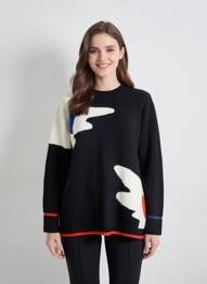 Pull col rond manches longues noir SCORZZO femme