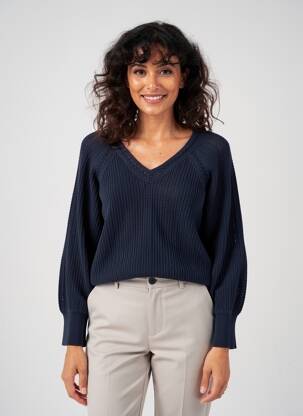 Pull coupe droite manches longues bleu C'EST BEAU LA VIE femme