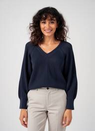 Pull maille ajourée manches longues bleu C'EST BEAU LA VIE femme
