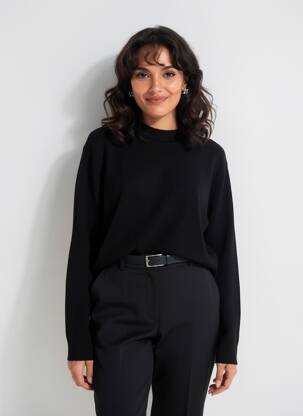 Pull coupe droite manches longues noir C'EST BEAU LA VIE femme